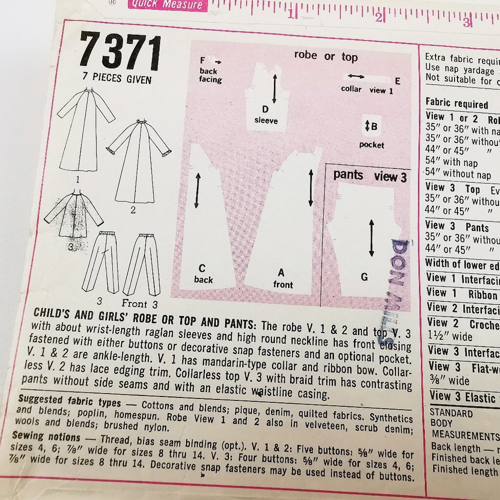 60s Simplicity Sewing Pattern 7371 Child’s Robe - Picture 4 of 9